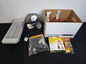 lot 331 image: Home and Workshop Supply Lot with Comfort Zone Fan and Tools