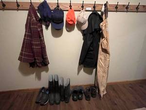 lot 360 image: Assorted Outerwear Collection Including Jackets, Hats, and Boots (szs 10.5 - 11.5)