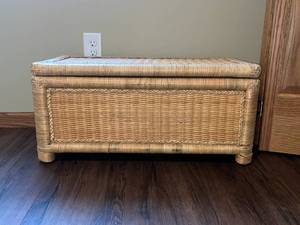 lot 361 image: Wicker Storage Chest with Logan Craft & Hobby Mat Cutter Model 250