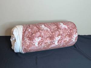 lot 364 image: Rolled Textile with Rose Design Fabric Container