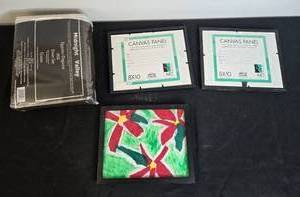 lot 390 image: Midnight Valley Queen Size Sheet Set and Canvas Panels with Flower Painting