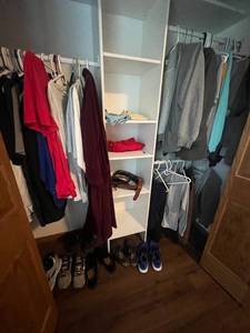 lot 399 image: Collection of Mens Clothing including Suits (Inc Austin Leeds), Shirts, and Casual Wear - Mostly SZs L & XL & Shoes SZ 10.5