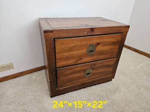 lot 55 image: Retro Oak Campaign Style Nightstand
