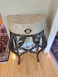 lot 49B image: Maitland Smith Tessellate Veneer Molded Metal Console