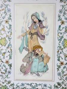lot 67 image: Framed Artwork  Indian School, Couple
