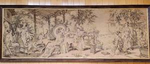 lot 68 image: Far East Vintage Framed Asian Geisha Tapestry
