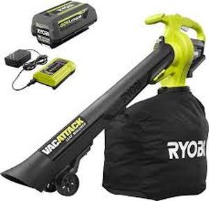 RYOBI 40V Vac Attack Cordless Leaf Vacuum/Mulcher and Lawn and Leaf Bag with 5.0 Ah Battery and Charger   Customer Returns See Pictures