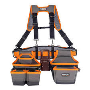 lot 21 image: RIDGID 29 in. 23 Pocket Professional Grade 2-Bag Suspension Rig Work Tool Belt with Suspenders  Customer Returns See Pictures