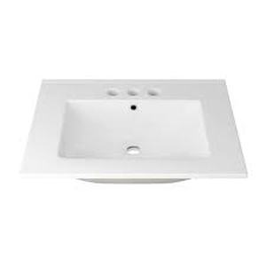 lot 20 image: Eridanus Tucson 24 in. W x 18 in. D Vitreous China Vanity Top in White with 3 Faucet Holes (8 in. Centerset)  Customer Returns See Pictures
