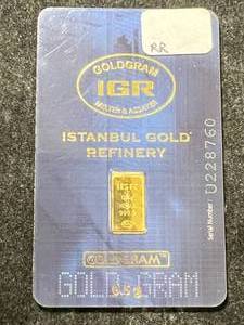 lot 02 image: .5 GRAMS .999 FINE GOLD IGR BAR