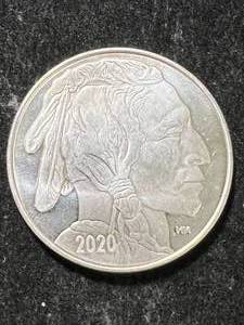 lot 08 image: 1 TROY OZ .999 FINE SILVER BUFFALO INDIAN ROUND