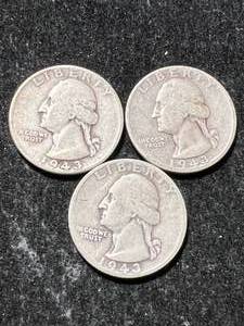 lot 15 image: 3 US WASHINGTON QUARTERS 1943P-D-S