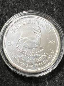 lot 22 image: 1 TROY OZ .999 FINE SILVER 2023 KRUGERRAND IN AIRTITE