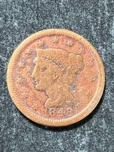 lot 35 image: 1848 US BRAIDED HAIR LARGE CENT
