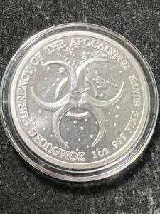 lot 36 image: 1 TROY OZ .999 FINE SILVER ZOMBUCKS ROUND IN AIRTITE