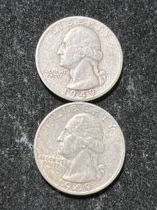 lot 62 image: 2 US WASHINGTON QUARTERS 1949P-D
