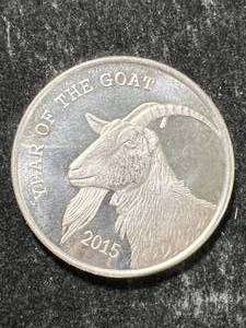 lot 71 image: 1 TROY OZ .999 FINE SILVER YEAR OF THE GOAT ROUND