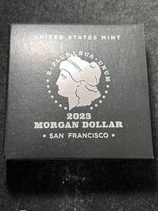 lot 111 image: 2023 US MORGAN SILVER DOLLAR IN ORIGINAL MINT BOX