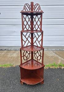 lot 233 image: Signed Vintage BUTLER Mahogany 5-Tier Corner Shelf