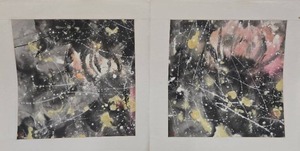 lot 241 image: Pair of Signed Abstract Original Watercolor Paintings by Chinese Artist Gal Guohua - Xian China