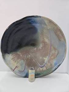 lot 244 image: Very Large & Impressive Contemporary Ceramic Art Pottery Round PlatterBowl by Don Ridley