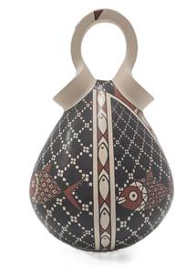 lot 247 image: Lovely Hand Coiled & Painted Southwestern Marriage Vase by Mata Ortiz