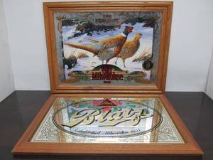 lot 72 image: 2 Vintage Advertising Beer Mirrors - Blatz & Old Milwaukee