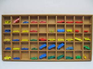 lot 76 image: Wall Display Cabinet Full of Vintage Plastic Toy Cars