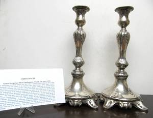 lot 112 image: Fantastic Antique Austrian Silver Collection #12 - Large Austro-Hungarian Candlesticks - Prague ca 1890
