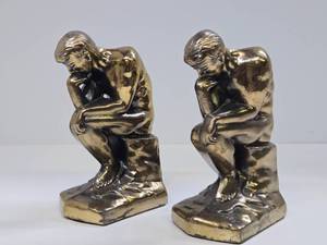 lot 296 image: Set of Vintage Brass THE THINKER Bookends