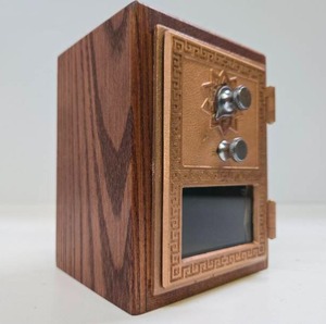 lot 172 image: Vintage Oak Post office or Bank Box Bank wCombo