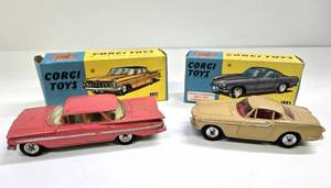 lot 285 image: 2 Original Vintaeg 1960sd era Corgi Metal Cars - Chevy Impala & Volvo P.1800