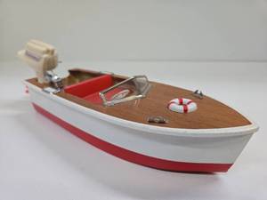 lot 287 image: Excellent Original Vintage 1960s Wooden Toy Pond Boat wMotor #2