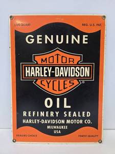 lot 289 image: Newer HARLEY DAVIDSON Motor Oil Porcelain Advertising Sign