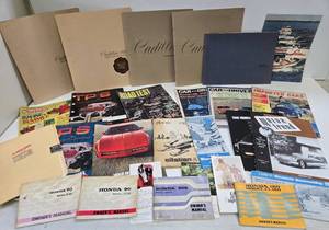 lot 392 image: Large Estate Lot of Vintage Auto Dealer Car Brochures Motorcycles etc