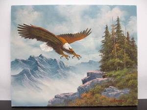 lot 273 image: Original Eagle In Flight Painting Signed Unframed 20