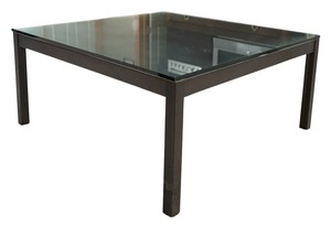 lot 19 image: Room & Board Square Coffee Table with a Smoked Glass Top and Metal Frame