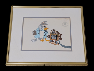 lot 49 image: Dynamite Diagnosis Framed Looney Tunes Cel
