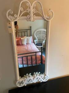 lot 24 image: White Rattan Mirror