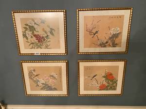 lot 40 image: Mid Century Japanese Ink and Watercolor on Silk Paintings