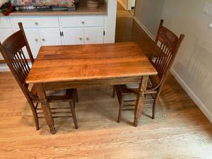 lot 45 image: Antique Table and Two Chairs