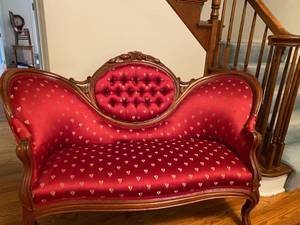 Antique Victorian Sofa in Red