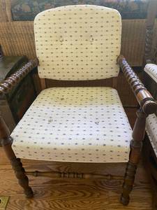 lot 66 image: Upholstered 2 Chairs with Ensconced in Wood (One Rocks)