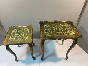 lot 82 image: Midcentury Hollywood Regency Florentine Accent Tables