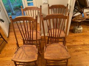 lot 123 image: Set of Four Spindle-back Chairs with Caned Seats