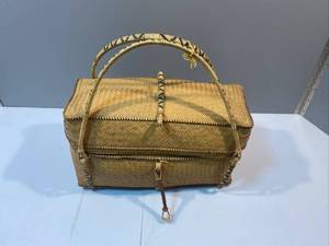 lot 122 image: Woven Hard Bamboo and Rattan Philippine Backpack