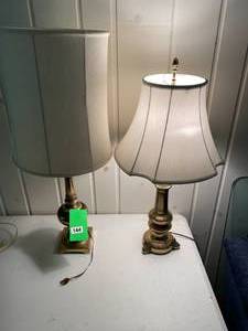 lot 144 image: Nice Heavy Brass Lamps