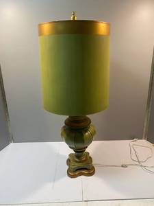 A Mid Century Treasure Vintage MCM Green and Gold Table Lamp