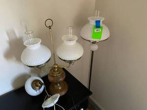 lot 141 image: Vintage Milk Glass Lamps