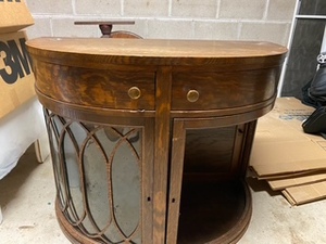 lot 158 image: Curved Front Wood Cabinet